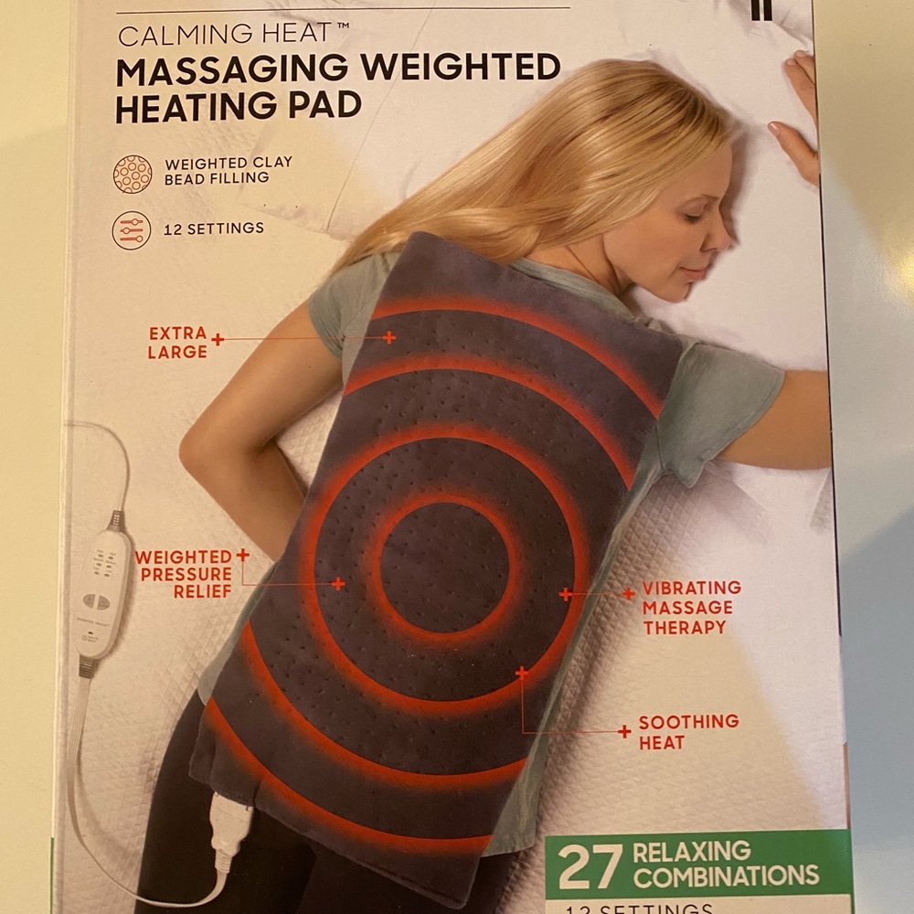 Sharper Image - Calming Heat Massaging Weighted Heating Pad - brand new
